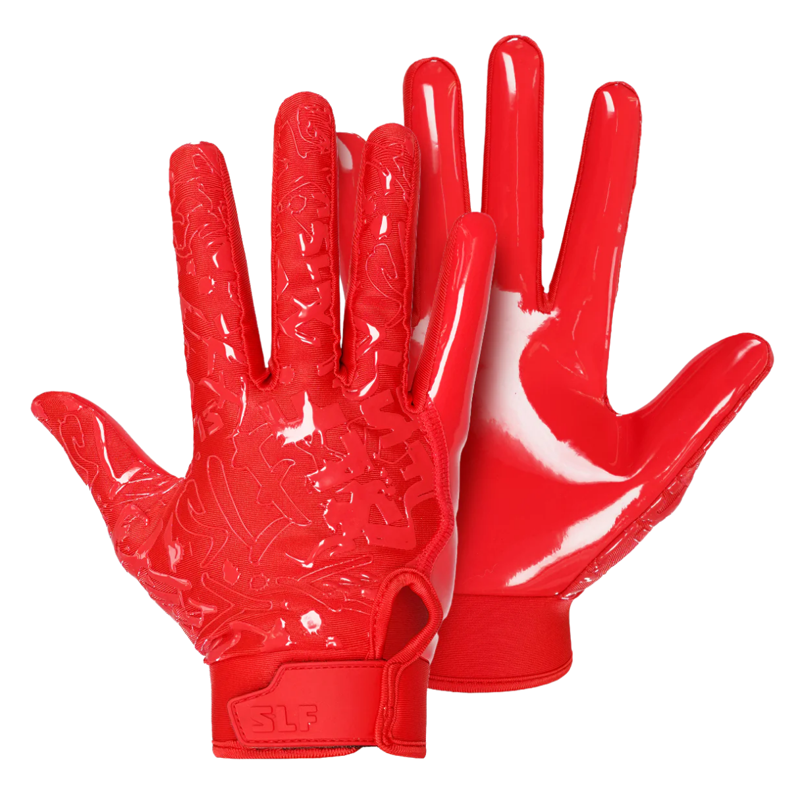Sticky Football Receiver Gloves for Enhanced Grip - Red, Medium & 2XL