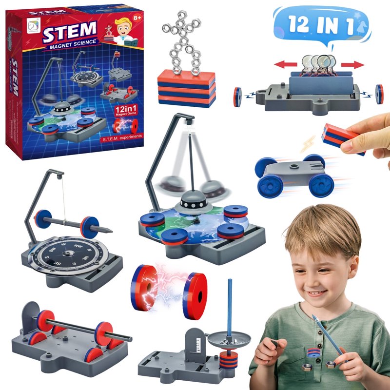Magnetic Science Kit for Kids 12-in-1 STEM Educational Toys Gift for Boys & Girls