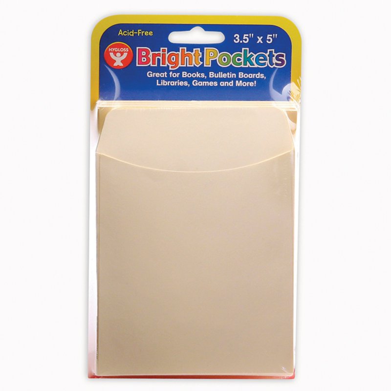 Non-Adhesive Library Pockets 3.5 x 5 Inches Manila Pack of 40