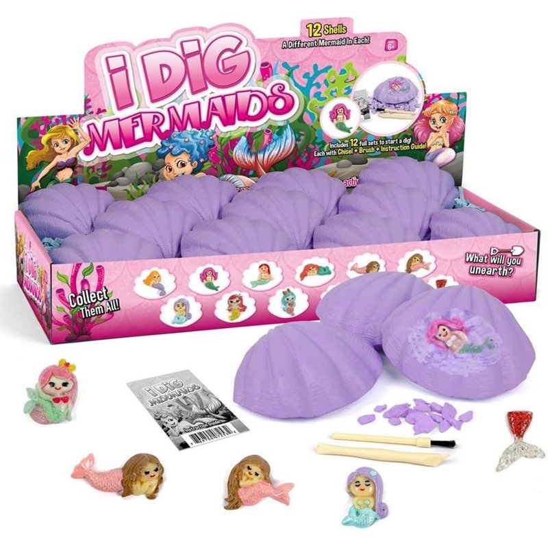Kids Mermaid Dig Kit with Excavation Blocks and Treasure Hunt - STEM Educational Toy for Ages 6-12