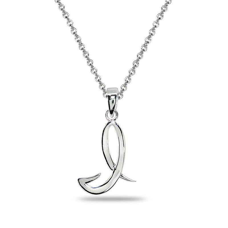 Personalized Letter Initial Pendant Necklace Sterling Silver 18-inch Chain