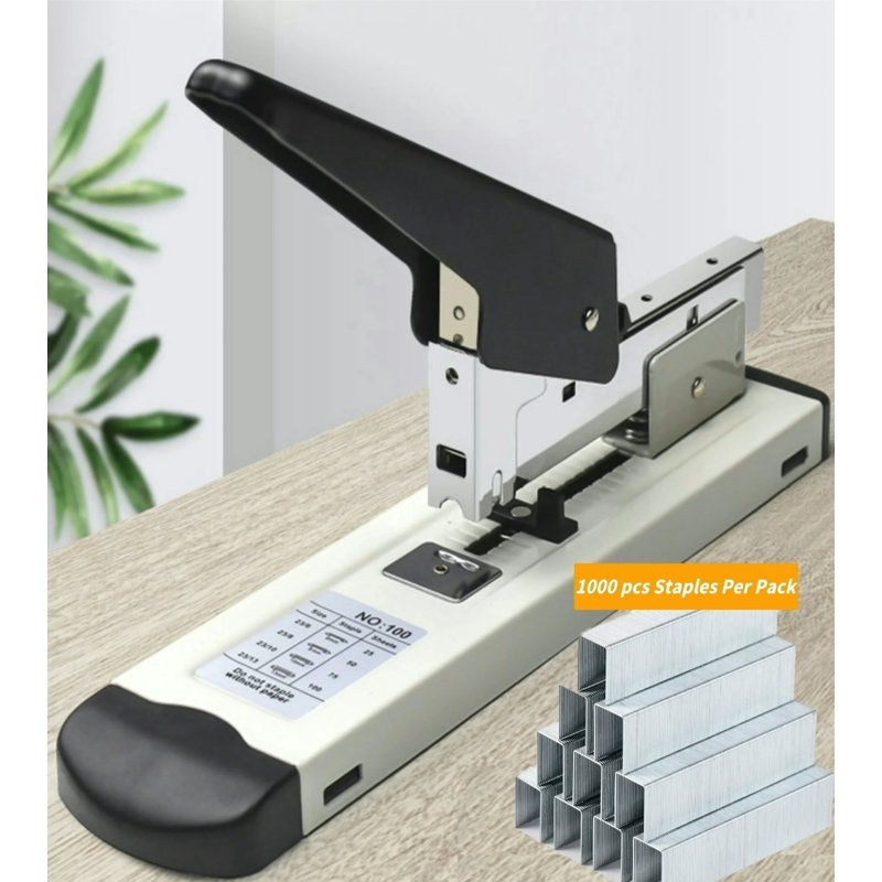 Heavy Duty Stapler 100 Sheets Capacity with 1000 Staples for Office & Home Use