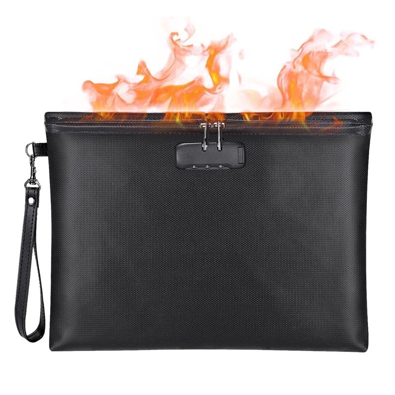 Fireproof Waterproof Document Bag with Lock Large A4 Safe Storage Pouch