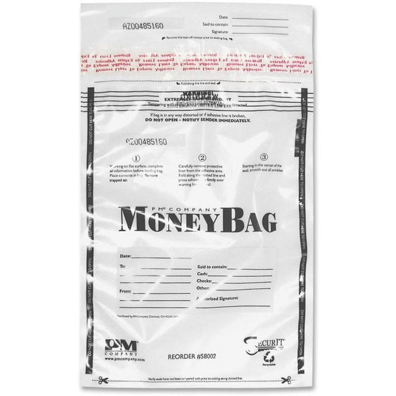 Disposable Deposit Bags - Tamper-Evident, 9x12 Clear Plastic, 100 Pack