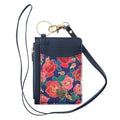 Faux Leather ID Card Holder with Rose & Heart Design, Keychain & Detachable Lanyard for Women