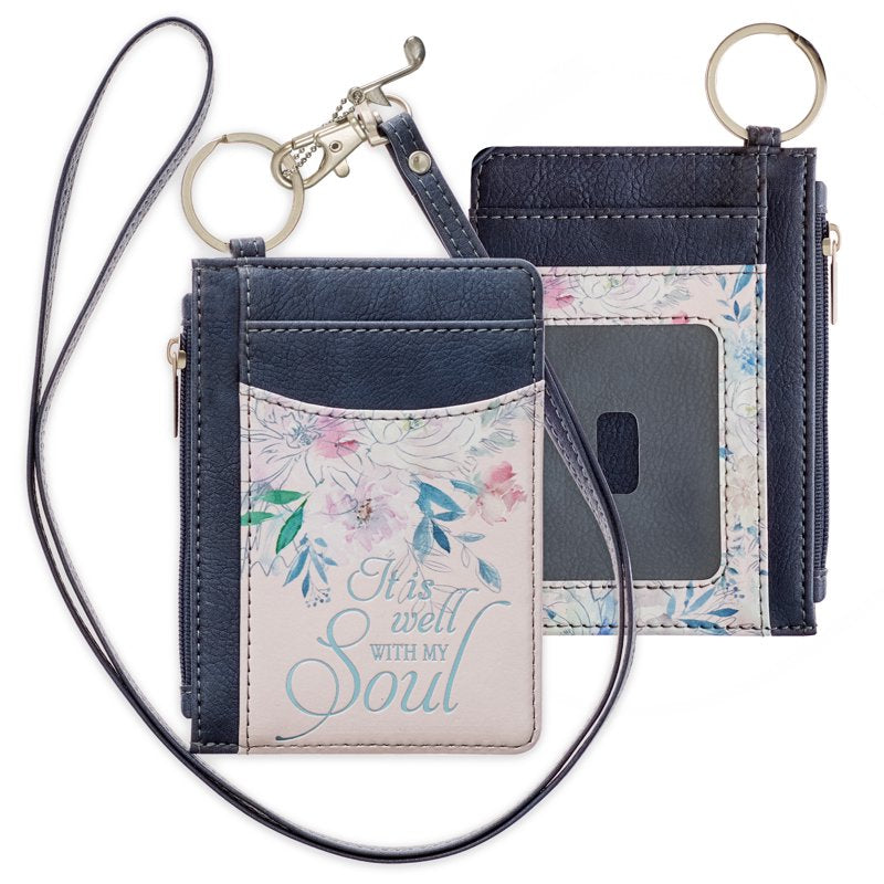 Elegant Faux Leather ID Card Holder with Detachable Lanyard for Women