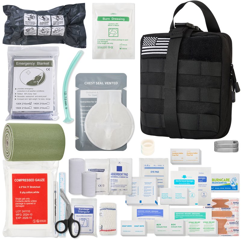 Emergency Trauma First Aid Kit with 36-Inch Splint & Israeli Bandage - Tactical Medical Supplies for Military & Survival