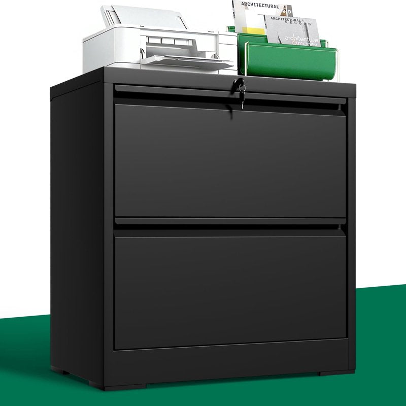 2-Drawer Lateral File Cabinet with Lock - Metal Office Storage for Letter & Legal Files