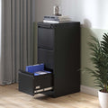 3-Drawer Metal File Cabinet with Lock for Office & Home Storage - Black