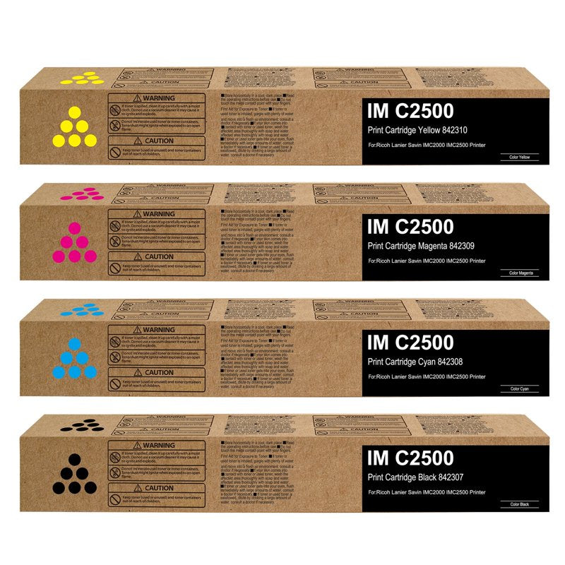 Compatible Toner Cartridge Set for Ricoh IM C2000 C2500 Printers - 4 Pack Black Cyan Magenta Yellow