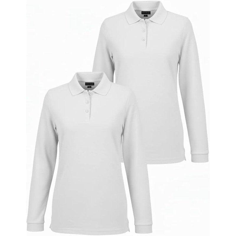 Girls Long Sleeve Polo Shirts 2-Pack - Breathable, Durable & Easy Care