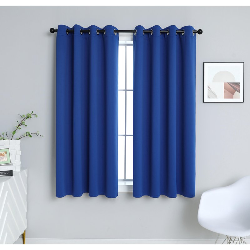 Blackout Curtains for Bedroom Thermal Insulated Noise Reduction Set of 2 - Royal Blue 42x45 Inches