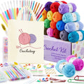 Crochet Kit for Beginners Adults with 18 Acrylic Yarn Skeins & Hooks — Complete Craft Set