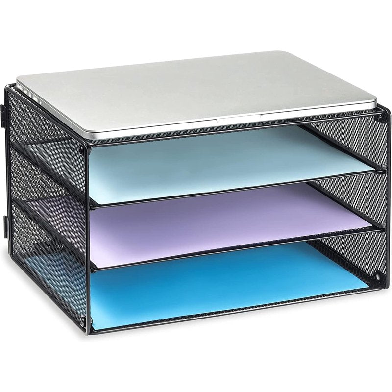3-Tier Metal Desk File Organizer for Office & Home Storage