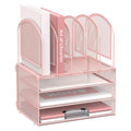3-Tier Desk Organizer with File Holders - Metal Mesh Office Storage