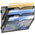 3 Tier Wall File Organizer - Metal Hanging Document Holder for Office & Home