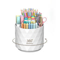 Rotating Pen Holder with 5 Compartments Desktop Organizer - Large Capacity Office Supplies