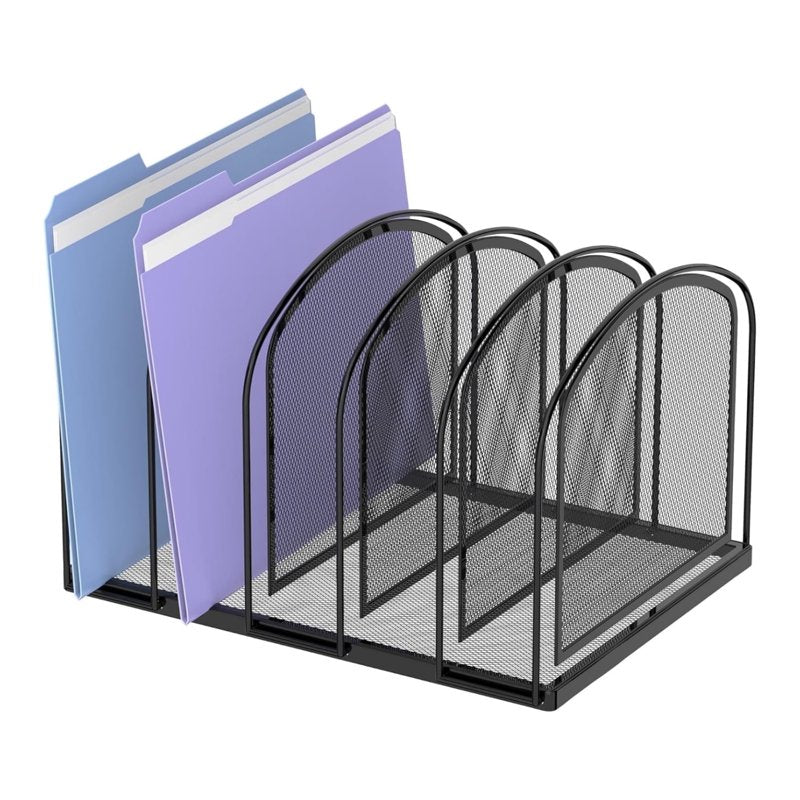 5 Compartment Metal Mesh Desk Organizer for Files and Documents