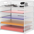 5-Tier Metal Mesh Desk Organizer with Handle - File & Paper Storage