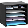 5-Tier Wood Desktop Letter Organizer with Adjustable Trays - Office & Home Storage