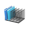 Vertical Desktop File Organizer - Metal Mail & Document Sorter, Multi-Compartment, Black