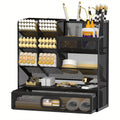 Multifunctional Desktop Organizer with Drawer and Pen Holders - Office & Art Supplies
