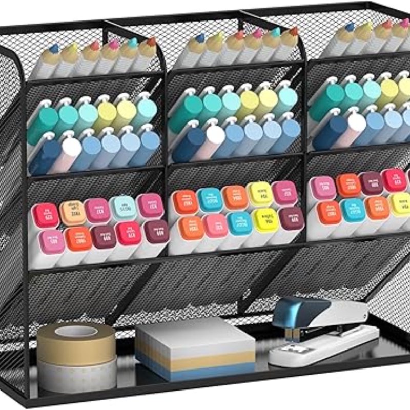 Mesh Desk Organizer with 10 Compartments for Office & Home Storage