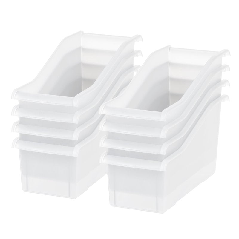 15-Inch Plastic Book Storage Bins Set of 8 - Clear Multi-Color Connectors