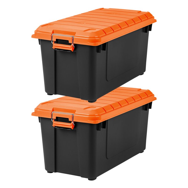 Heavy-Duty 22 Gallon Plastic Storage Bin with Lid - 2 Pack