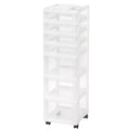 Plastic Storage Rolling Cart with 7 Drawers, White Office Organizer