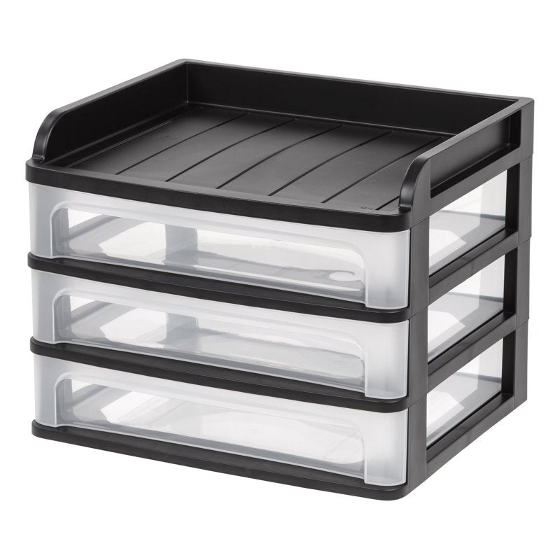Medium 3-Drawer Desktop Organizer with Open Tray Top - Space-Saving Storage Solution