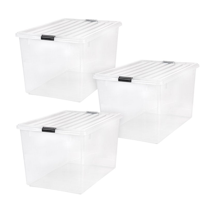 Stackable Plastic Storage Bins with Lids and Buckles - Multiple Sizes