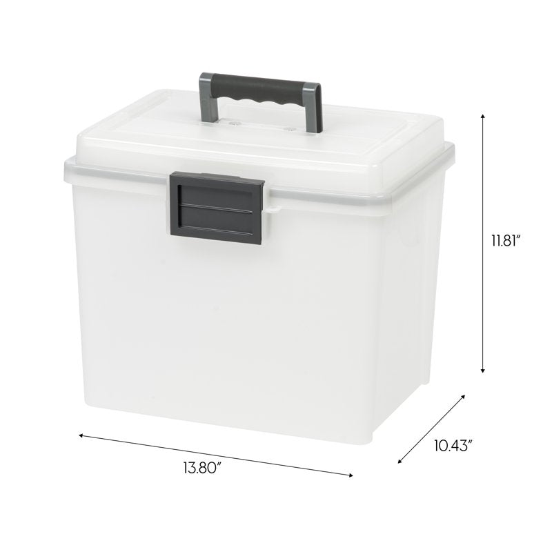 Portable Letter Size Plastic File Box with Secure Lid and Organization Dividers