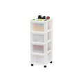 Narrow 4-Drawer Plastic Storage Cart with Organizer Top - White