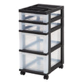 4-Drawer Storage Cart with Organizer Top - Black Office & Home Organization