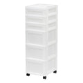 6-Drawer Plastic Storage Cart with Organizer Top and Wheels - White or Black