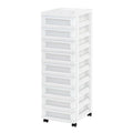 9-Drawer Plastic Storage Cart with Organizer Top and Casters - White
