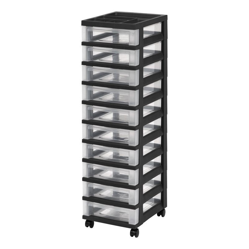 Multi-Purpose Plastic Storage Cart with Rolling Casters for Home & Office