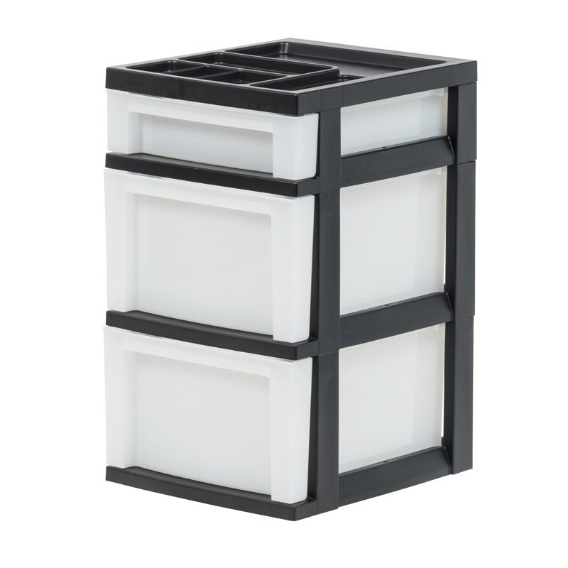 Multi-Purpose Plastic Storage Drawers with Top Organizer - Classroom, Craft, Office Use