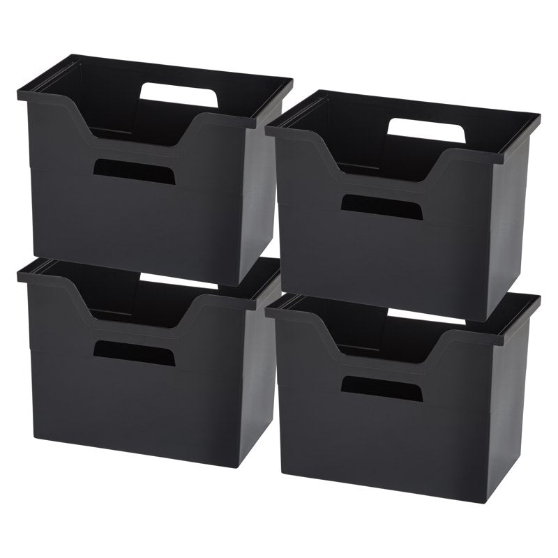 Large Portable Desktop File Box with Handles and Hanging Folders - 4 Pack