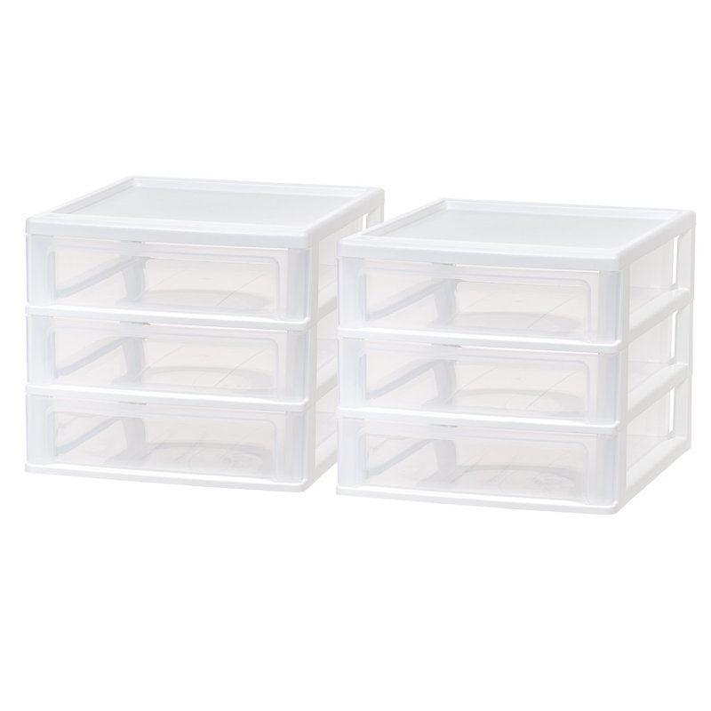 Medium 3-Drawer Desktop Organizer with Open Tray Top - Space-Saving Storage