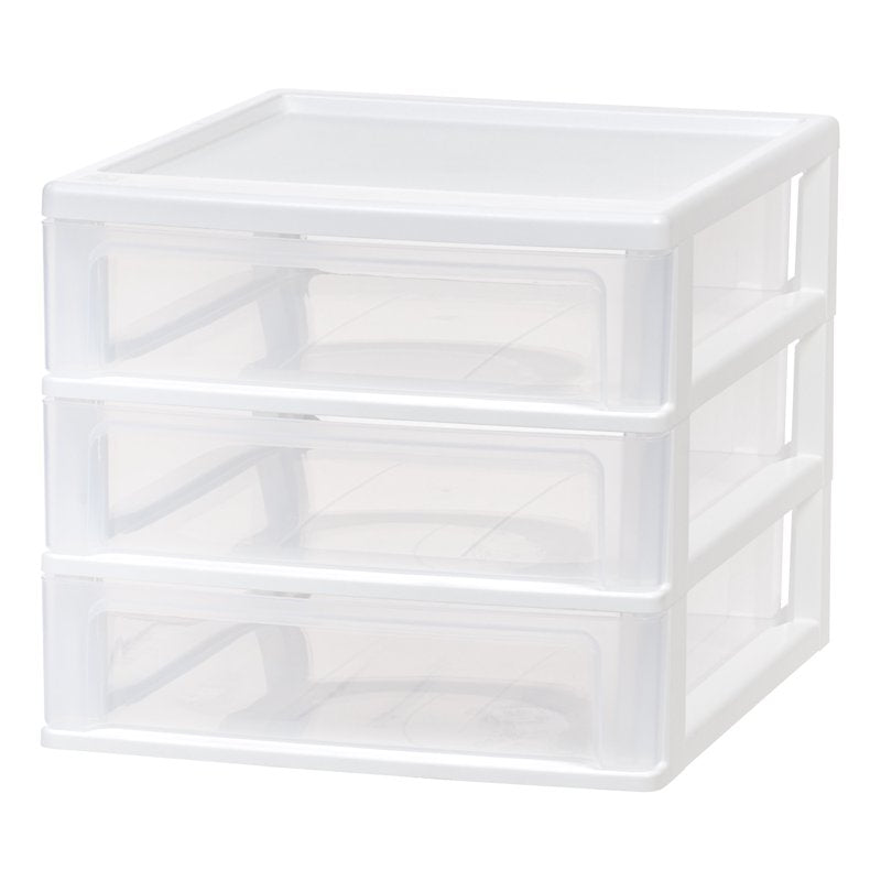 Medium 3-Drawer Desk Organizer - Plastic Storage Container for Office & Craft Supplies