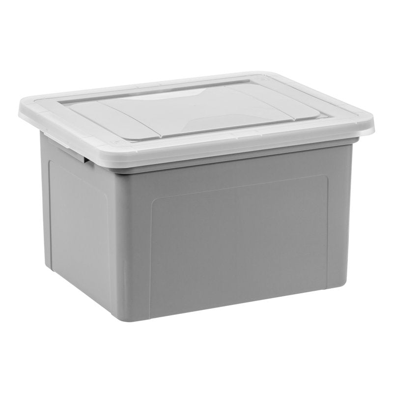 Plastic Storage File Box with Snap-Tight Lid - Legal & Letter Size, Gray 18"