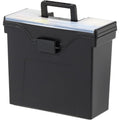Portable File Box with Handle - Lockable Letter Size Storage Organizer, Black