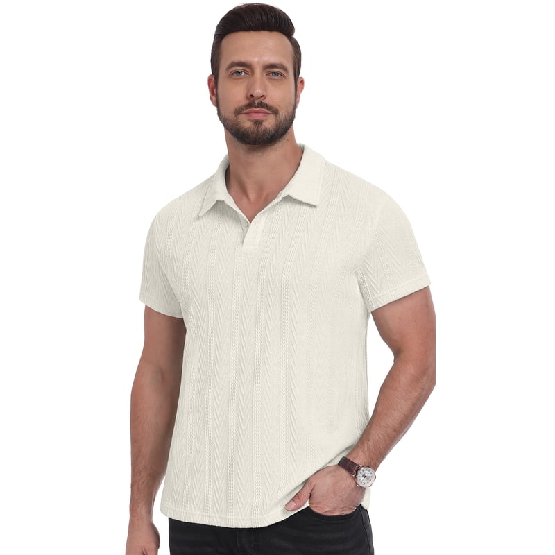 Men's Short Sleeve Polo Shirt Lightweight Cotton Casual Golf Top