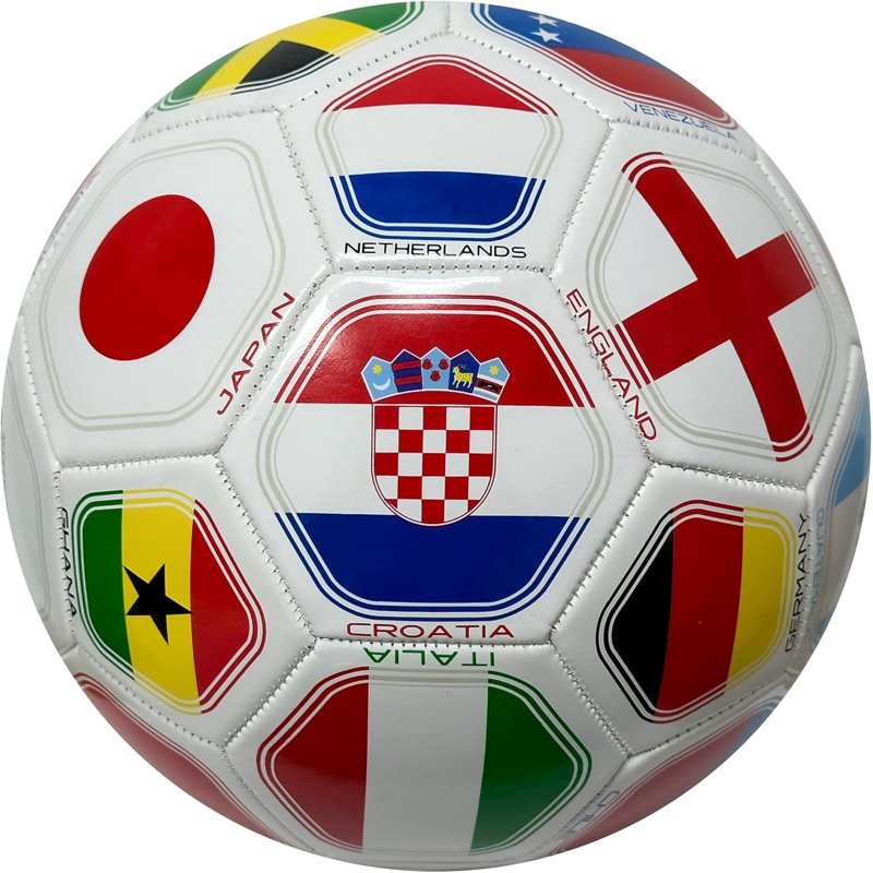 Soccer Ball Size 3 with Multicolor Flag Design, PVC, Training Ball
