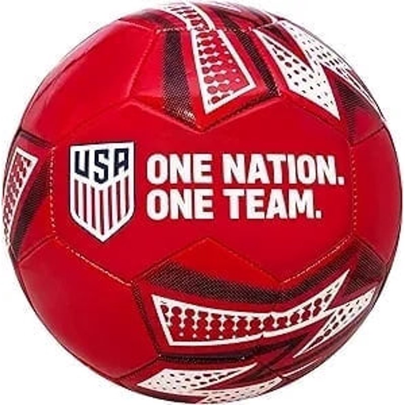 Size 5 U.S. Soccer Ball - PVC, Red with One Nation. One Team. Slogan - Variation 5, Red