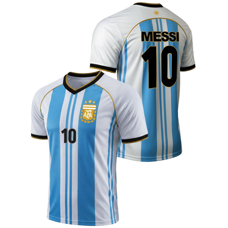 Youth Messi #10 Argentina Jersey Sky White 100% Polyester – Variation: Child S