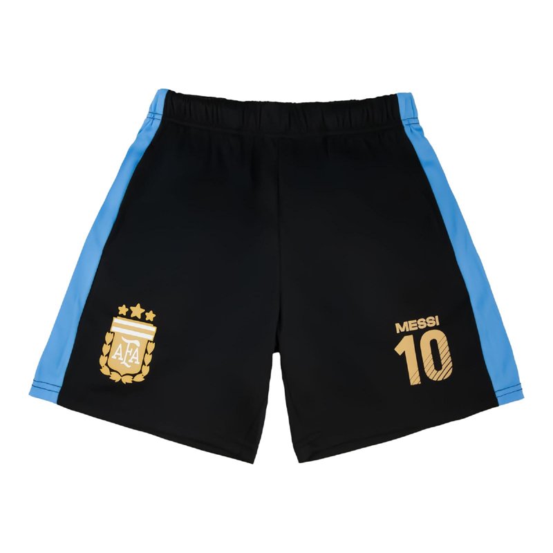 Icon Sports Argentina Official Youth Soccer Shorts - YXL Black with Blue Stripe, 10 Messi