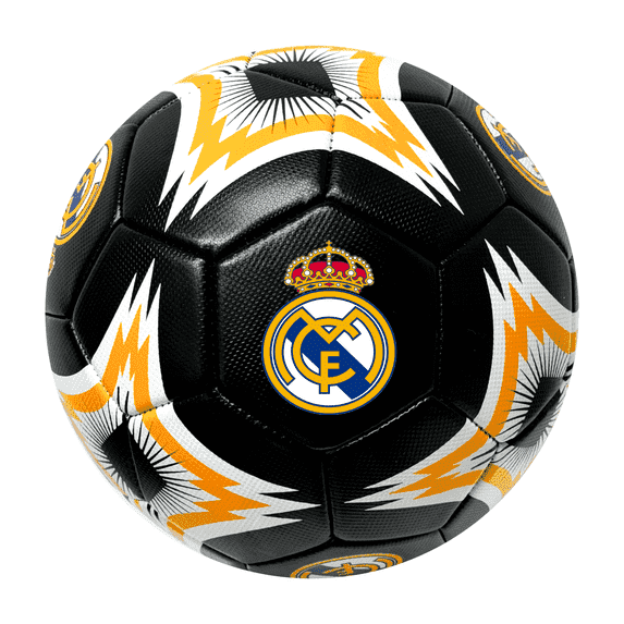 Real Madrid Soccer Ball Size 5 - Black Gold White Crest | Official Licensed, Icon Sports (Variation 5)